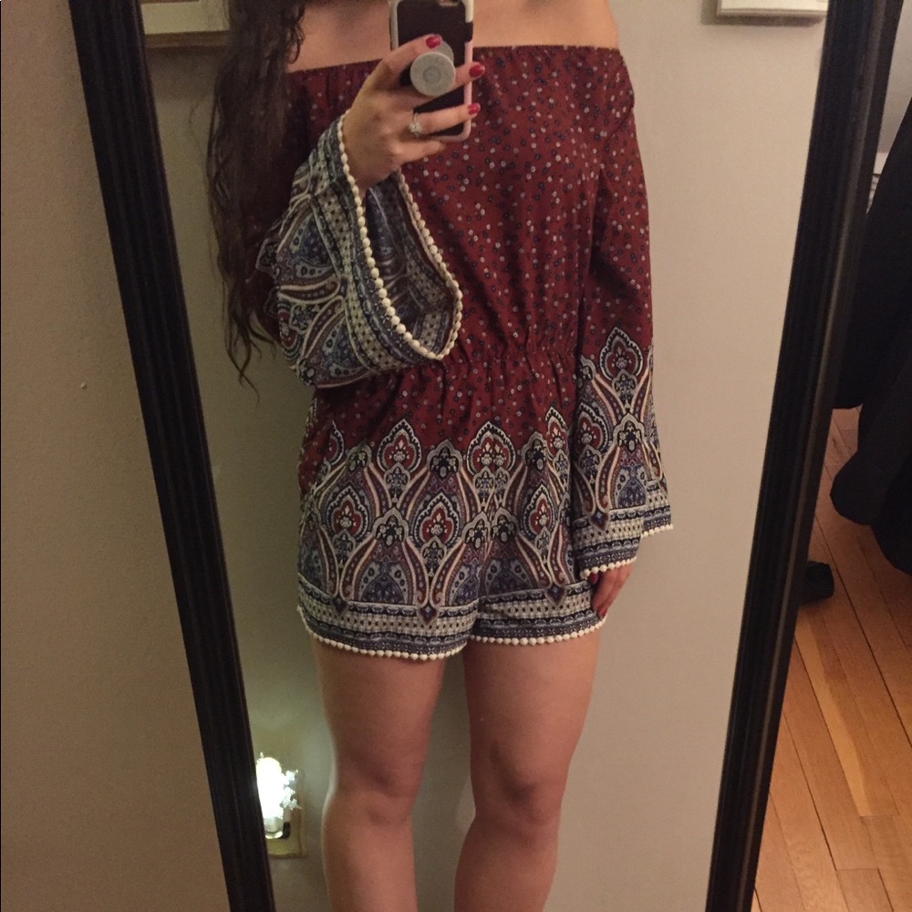 Off the Shoulder Embellished Romper